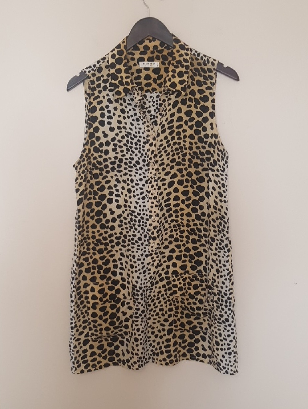 Equipment 100% Silk Sleeveless Leopard Print Mini Shirt Dress